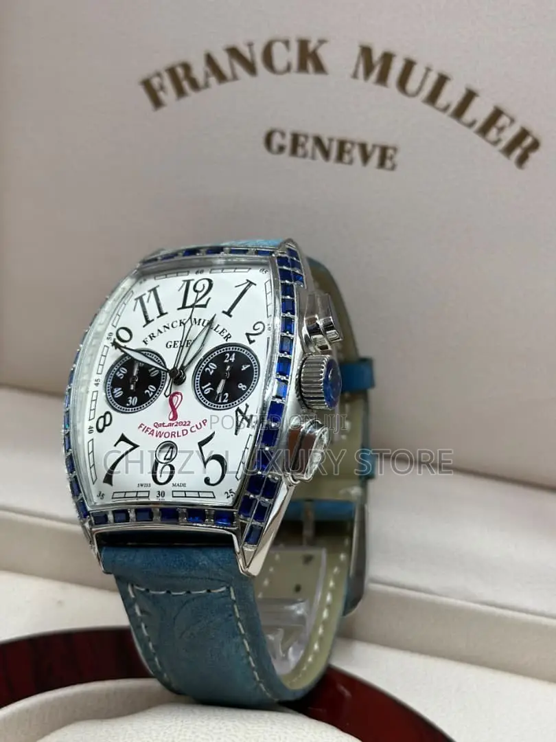 Franck Muller Quality Luxury Genuine Leather Chronograph Wristwatch