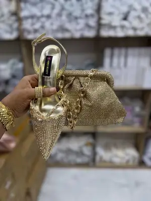 Elegant Bridal Shoes and Matching Evening Purse for Women