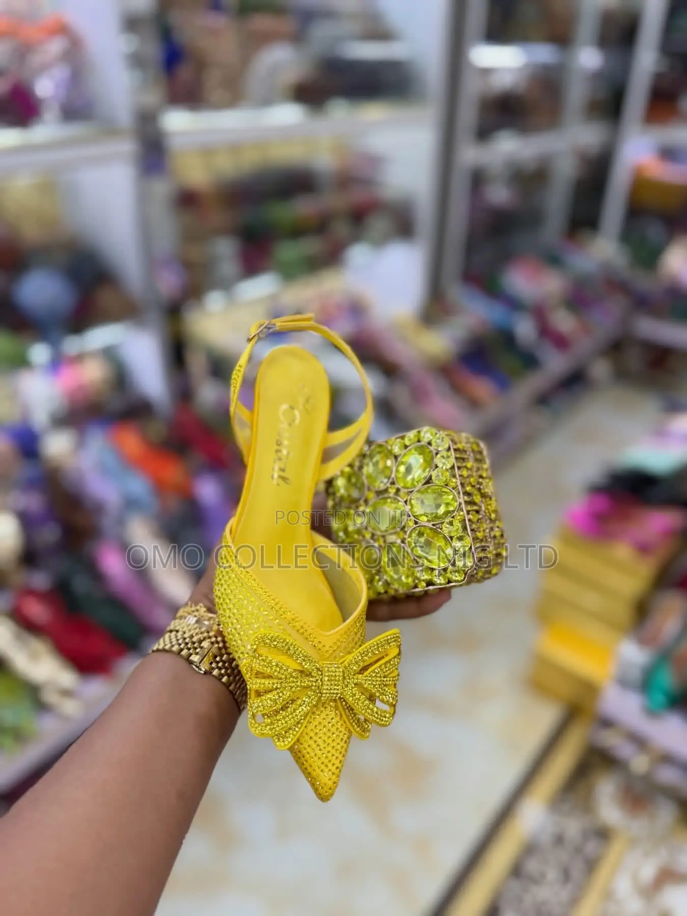 Exclusive Luxury Yellow Ladies Shoes With Matching Purse