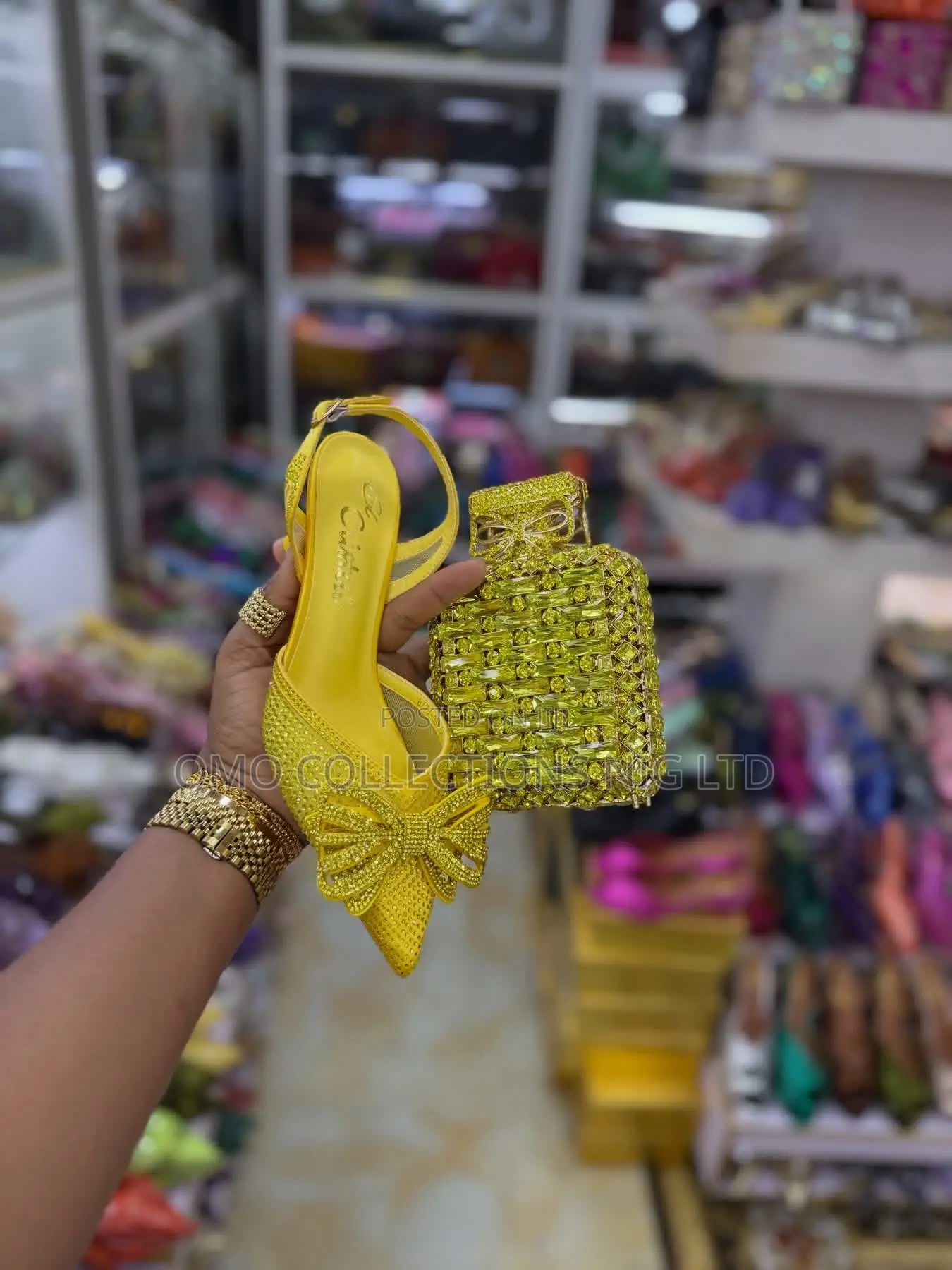 Exclusive Luxury Yellow Ladies Shoes With Matching Purse