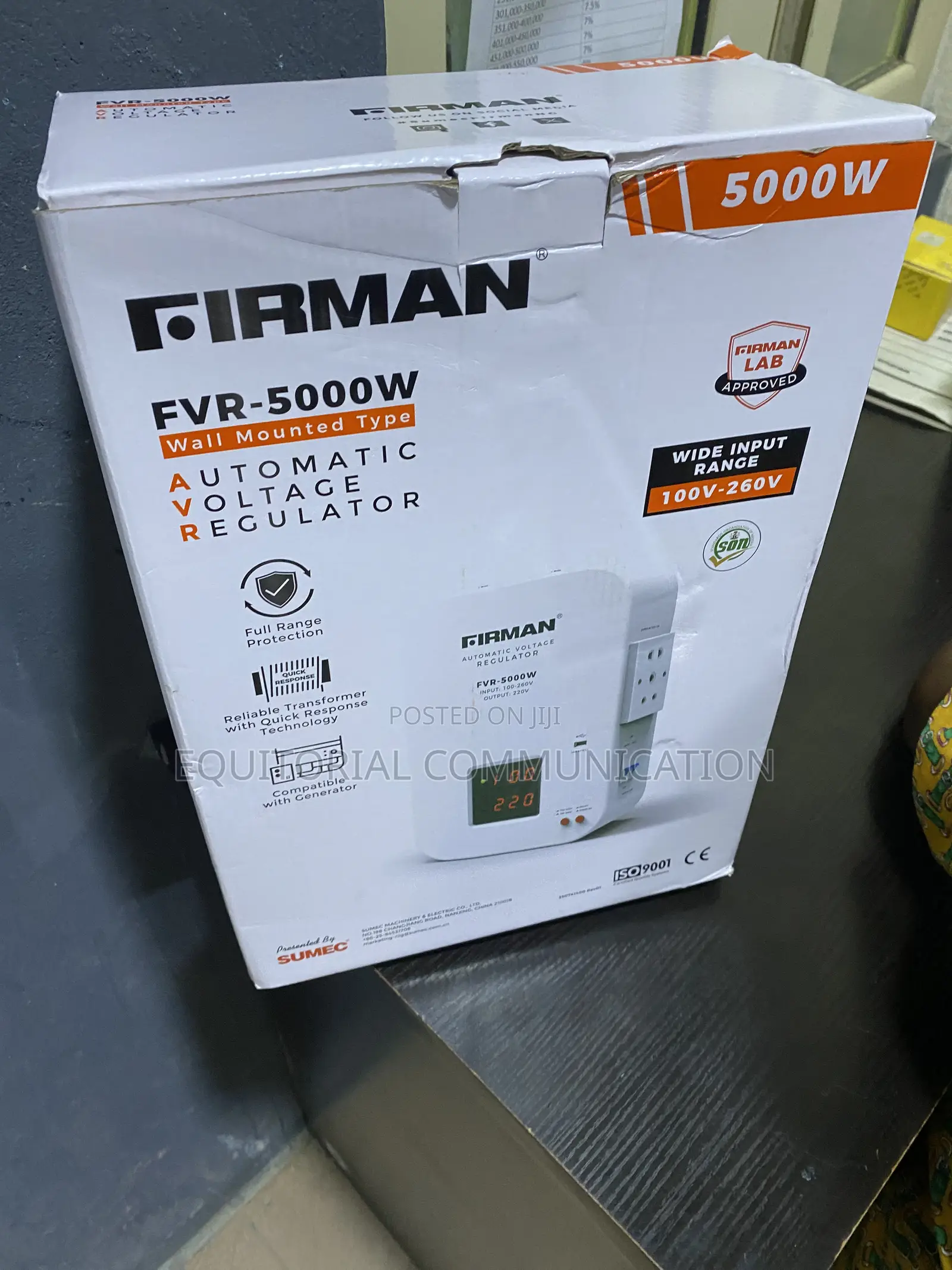 Firman 5000W Wall-Mounted Voltage Protector Model FVR-5000W