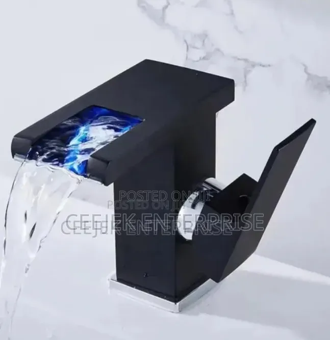 Led Black Water Fall Basin Mixer Tap