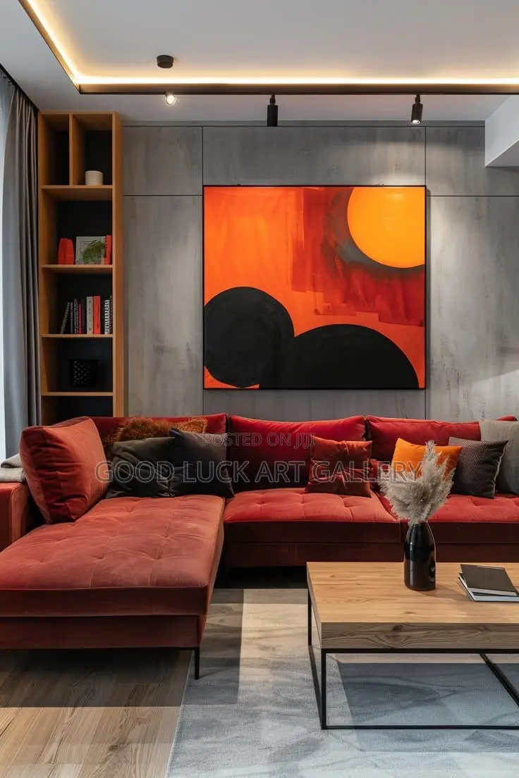 Bold Abstract Orange and Blue Canvas Art