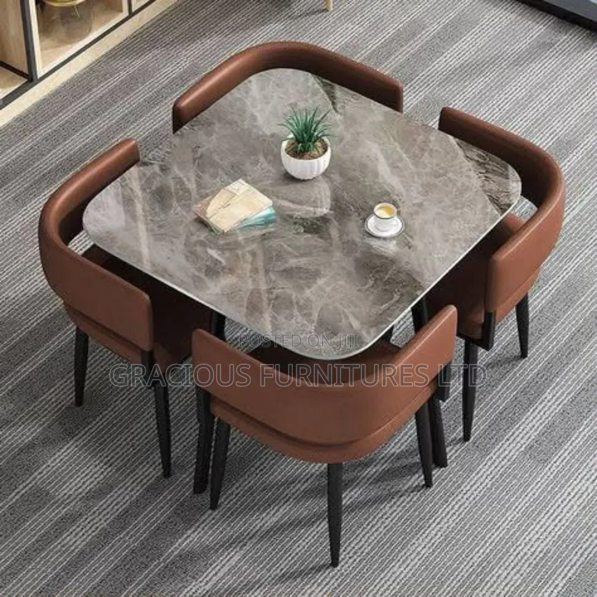 Luxury 4-Seater Compact Marble Dining & Negotiation Table