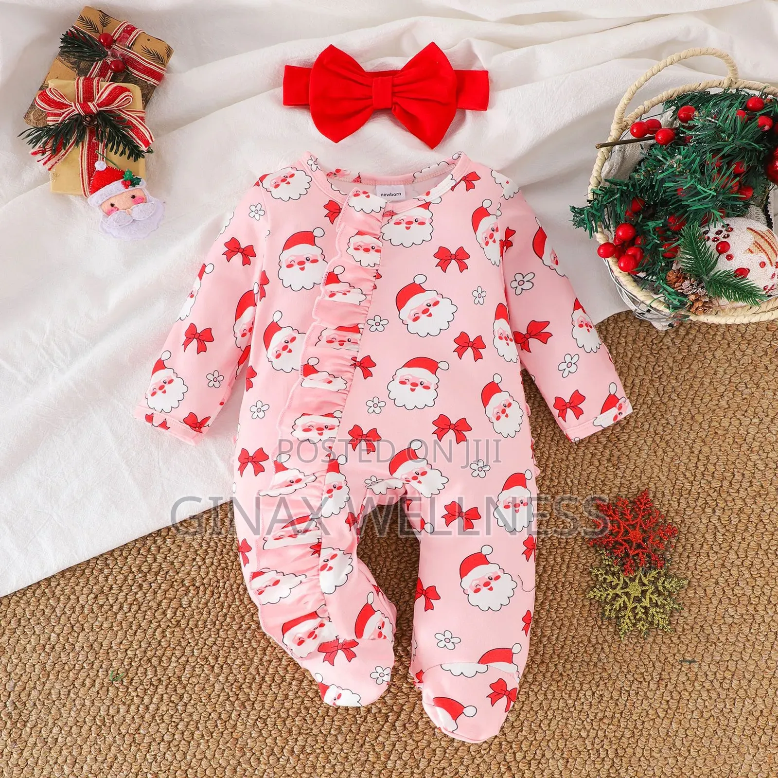 Baby Romper With Long-Sleeve Footed Sleepsuit and Headband (NB, 0-6m)