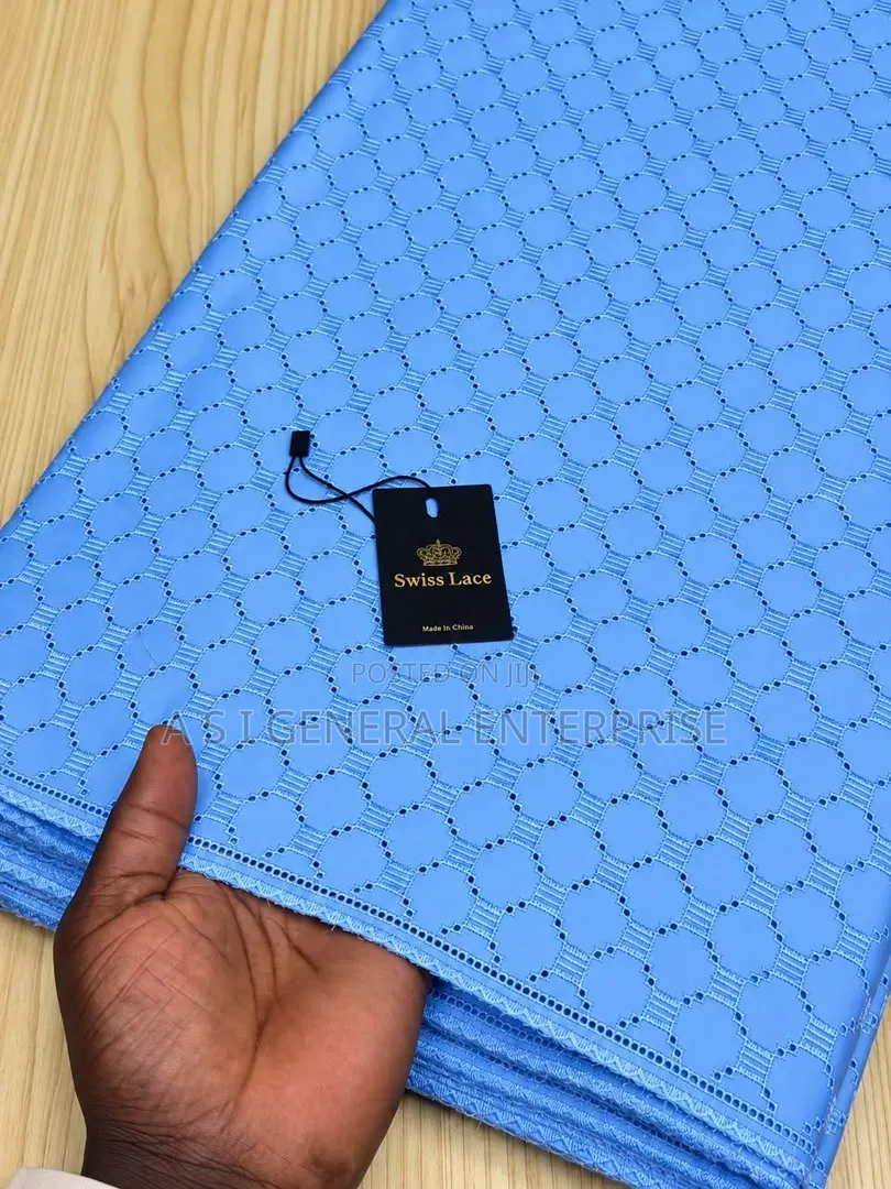 Swiss Lace Dry Lace Navy Blue & Sky Blue 18k Per Yard - Kano