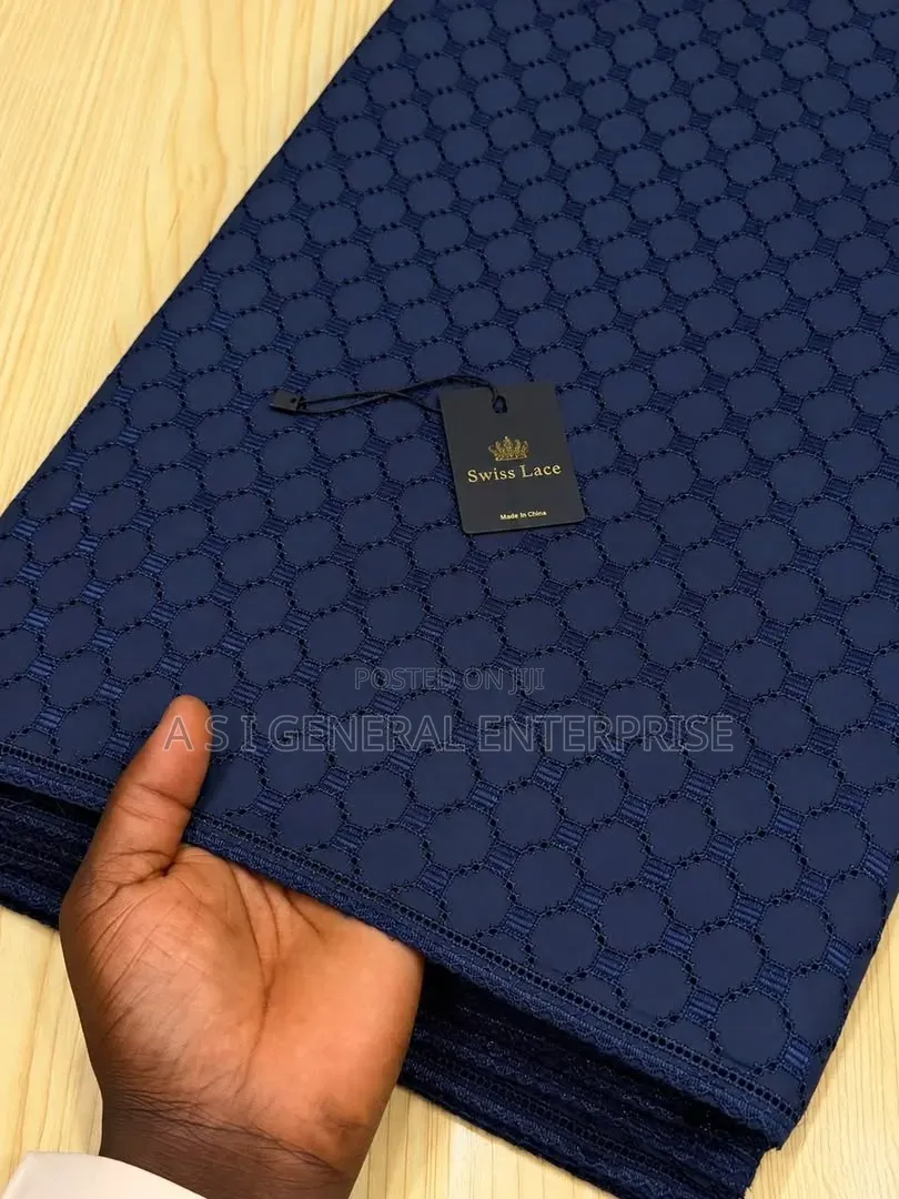 Swiss Lace Dry Lace Navy Blue & Sky Blue 18k Per Yard - Kano