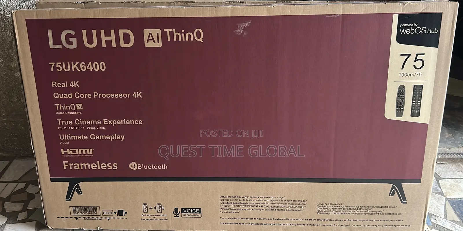 75 Inches Webos LG ThinQ AI Smart TV