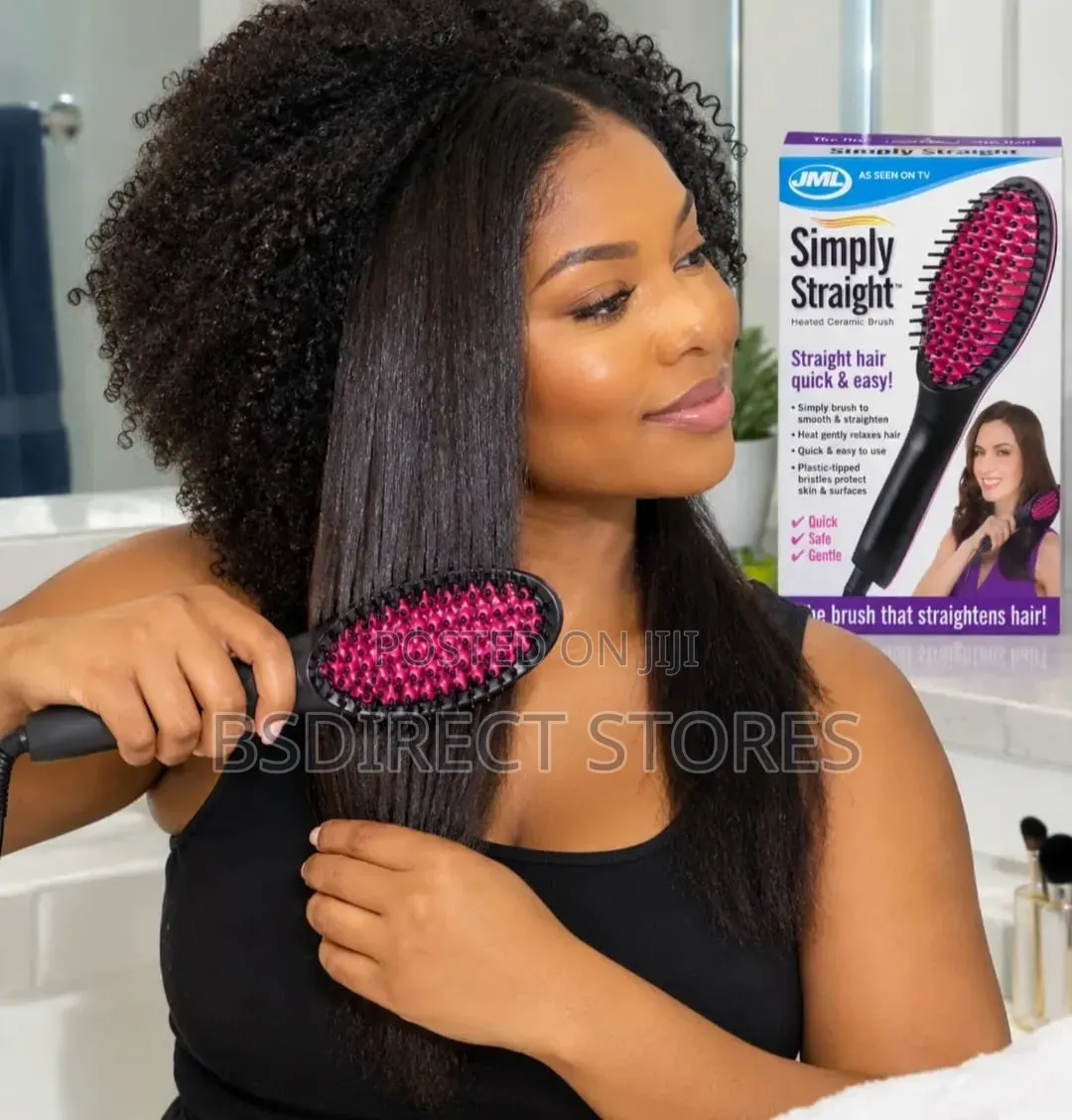 JML Simply Straight Ceramic Heat Hair Straightening Brush LCD Display