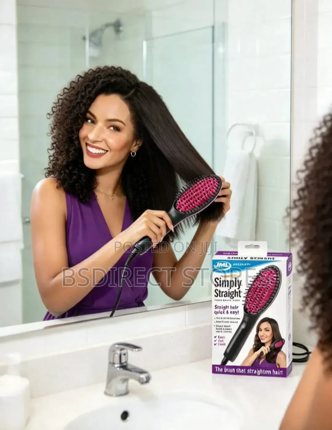 JML Simply Straight Ceramic Heat Hair Straightening Brush LCD Display