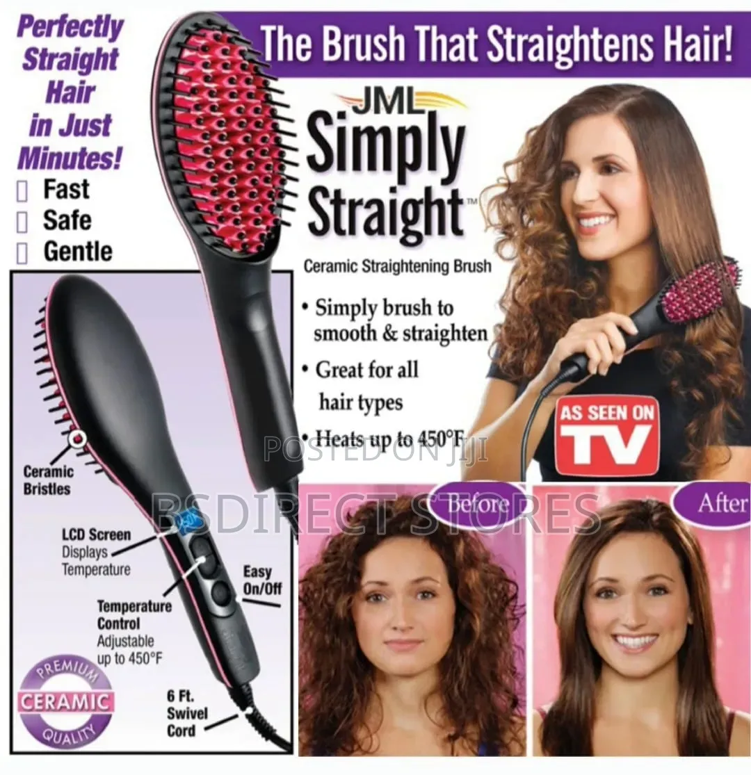 JML Simply Straight Ceramic Heat Hair Straightening Brush LCD Display