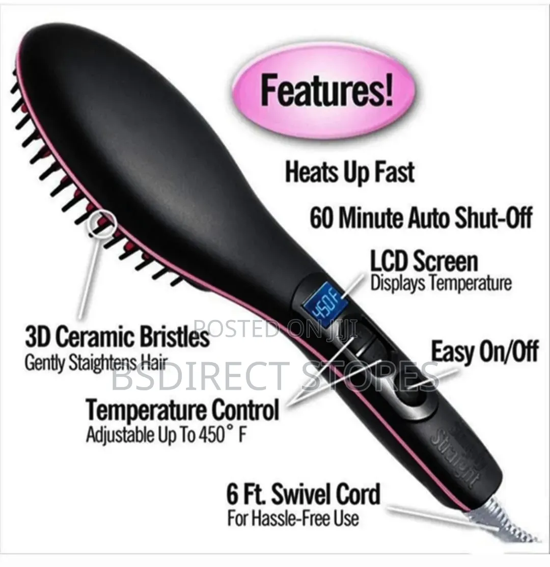 JML Simply Straight Ceramic Heat Hair Straightening Brush LCD Display