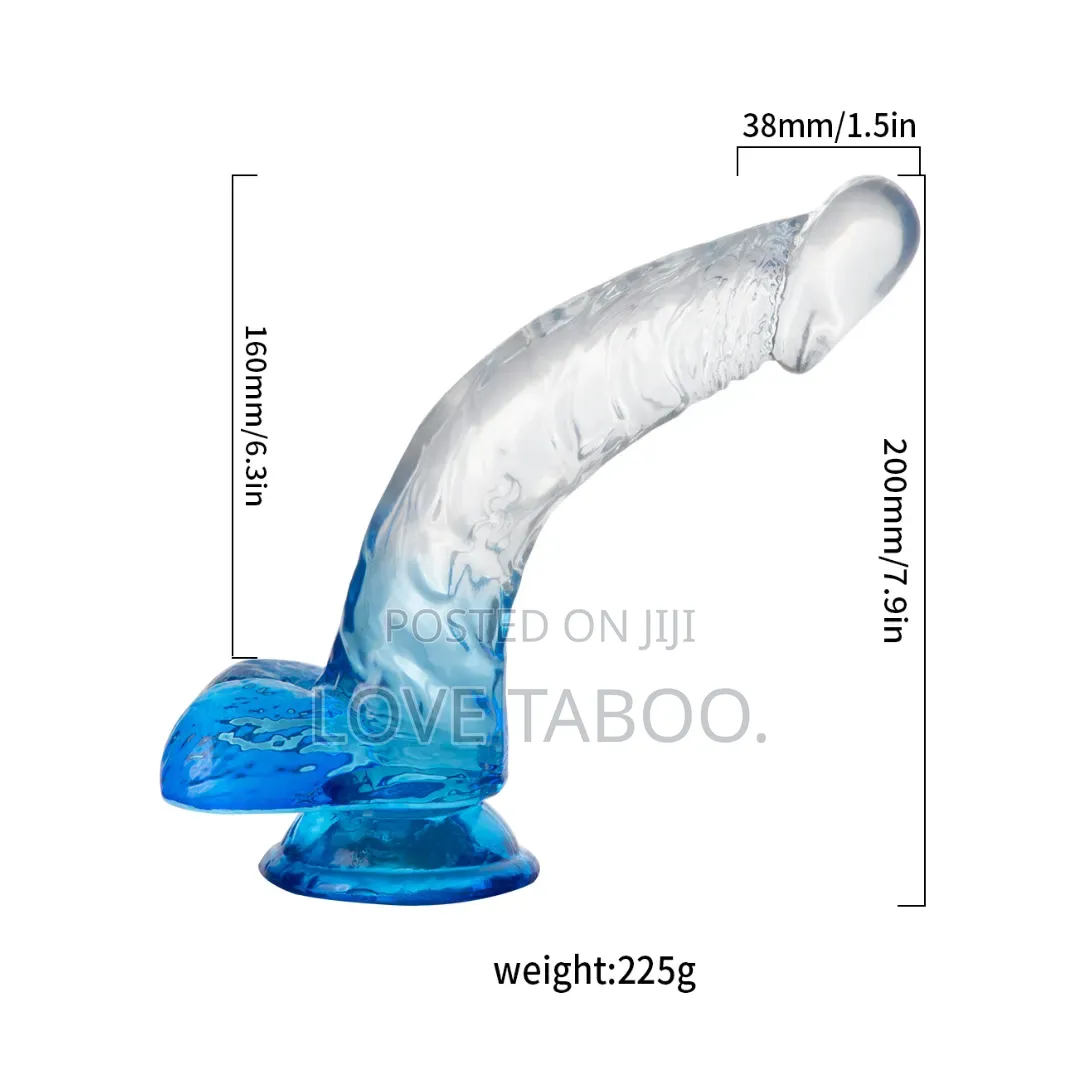 8 Inches Colour Based Curved Transparent Dildo