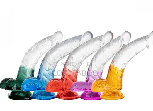 8 Inches Colour Based Curved Transparent Dildo