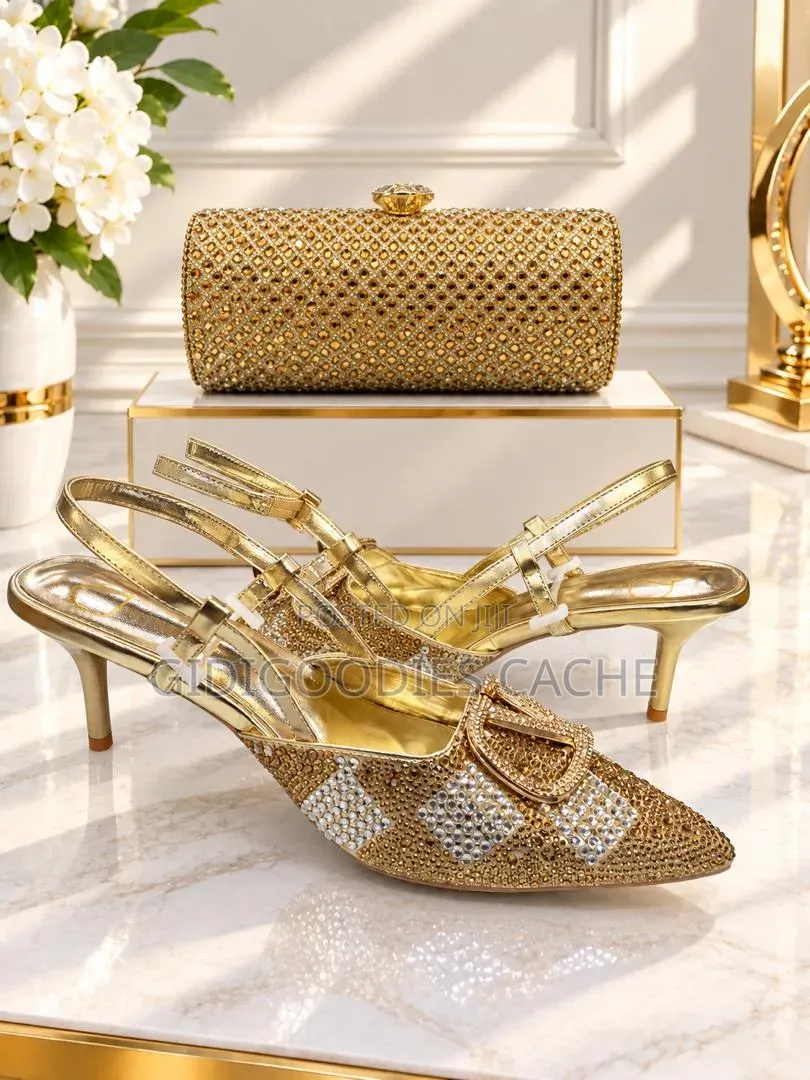 Rhinestone Slingback Heels With Matching Clutch Set in 4 Colorways