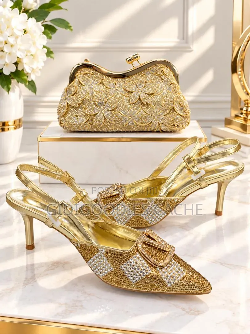 Rhinestone Slingback Heels With Matching Clutch Set in 4 Colorways