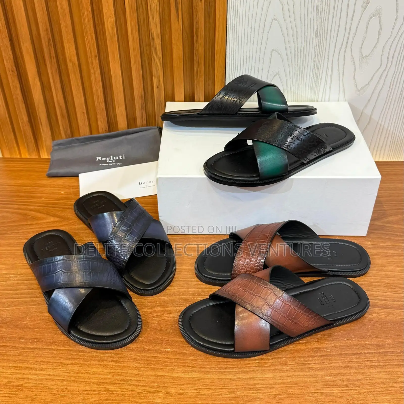 *Berluti Sinos Scritto Leather Sandals.*