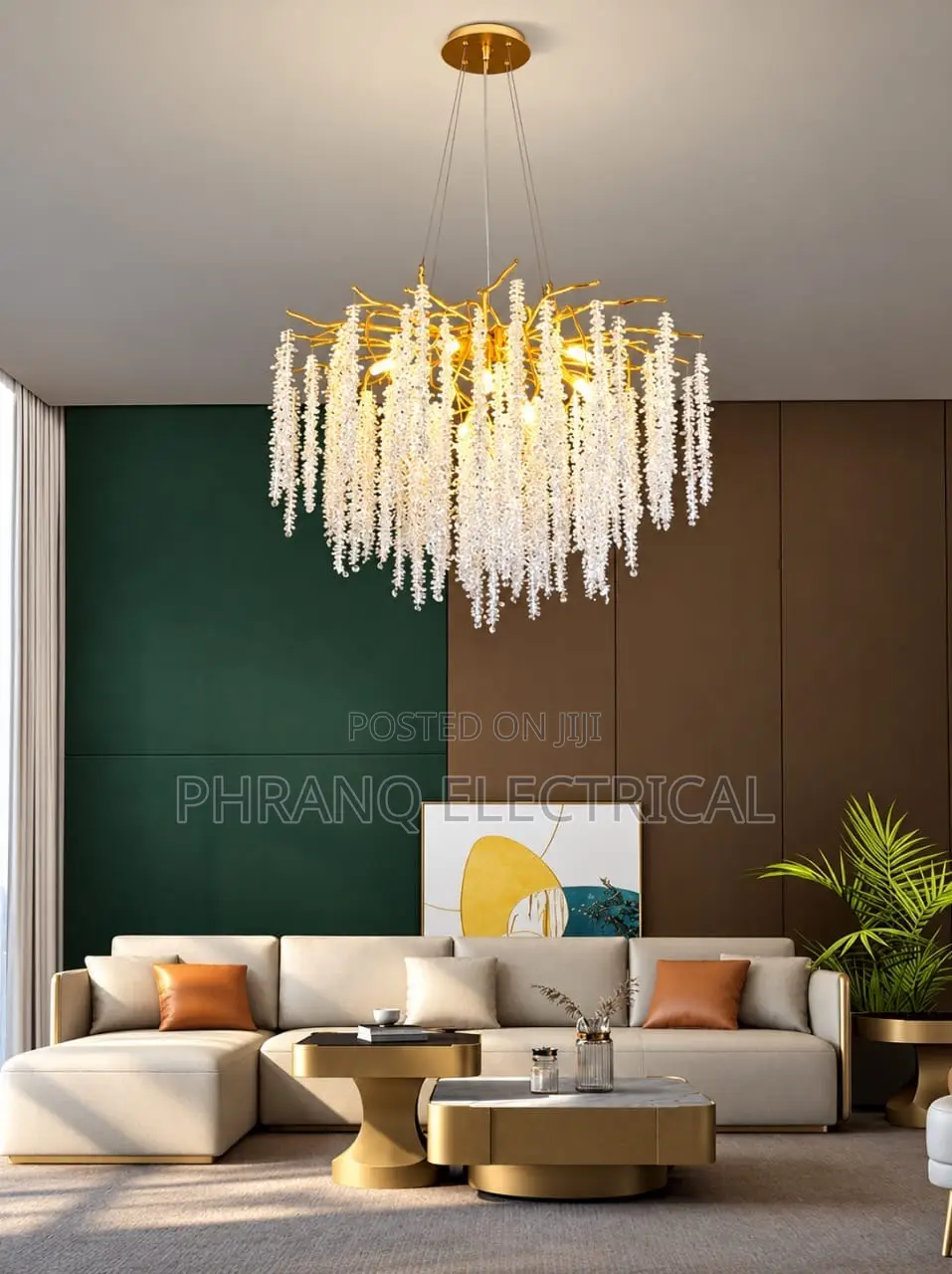 Gold Branch Crystal Chandelier
