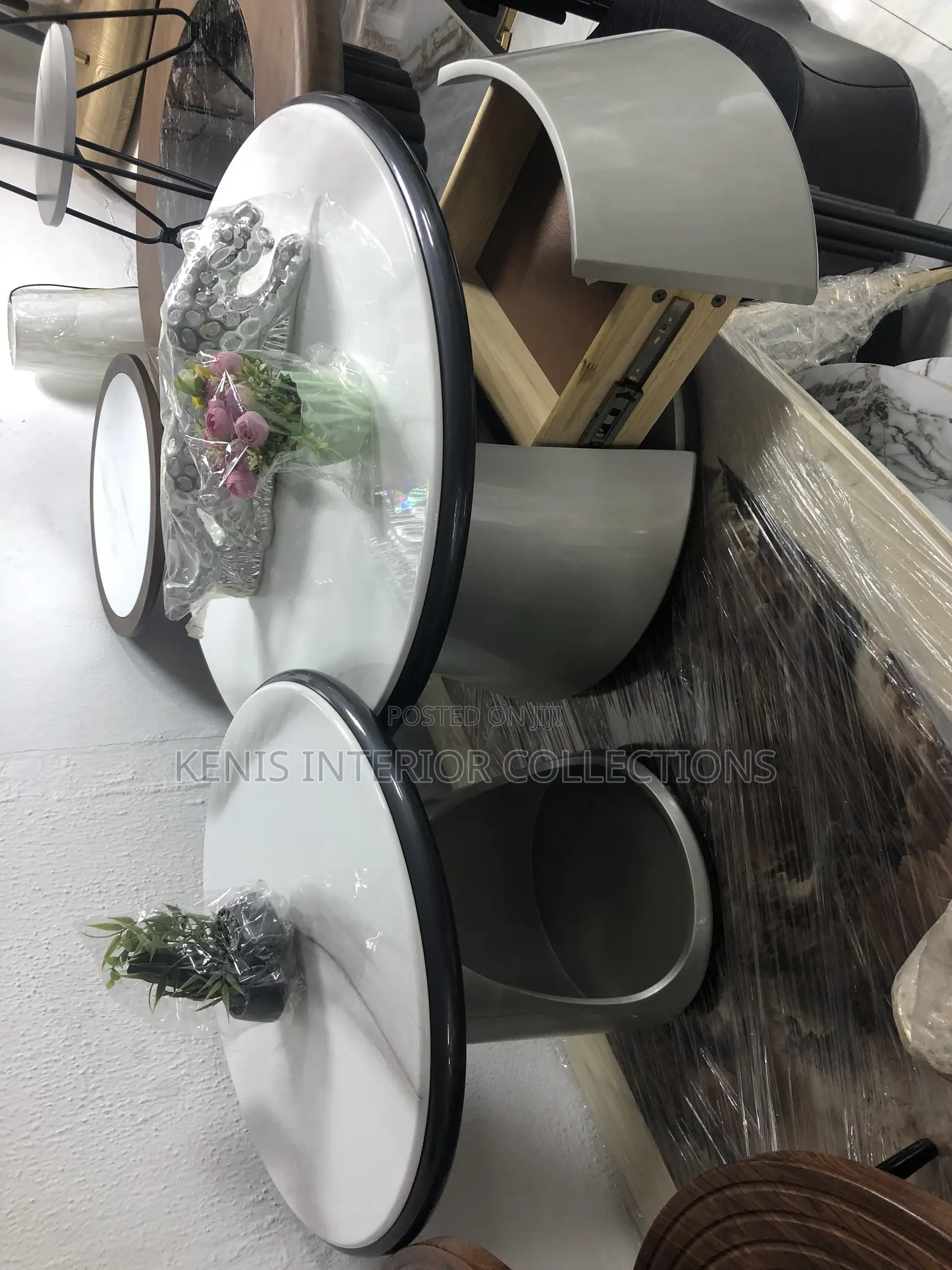 Ceramic Top Center With Drawer and Side Table