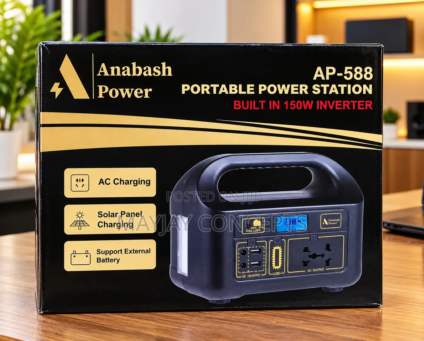 ANABASH 150W Solar Generator+Solar Panel for TV,Laptop,Fan