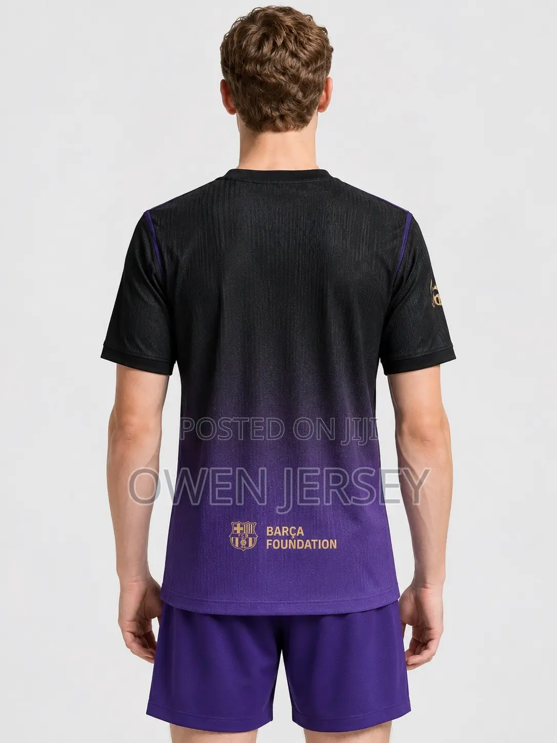 FC Barcelona Black & Purple Football Jersey – Gold Detail Edition.