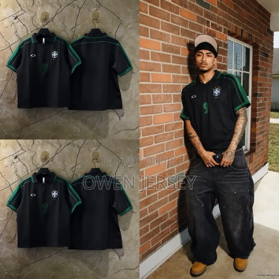 Brazil Black and Green Retro Football Jersey – Classic Edition.