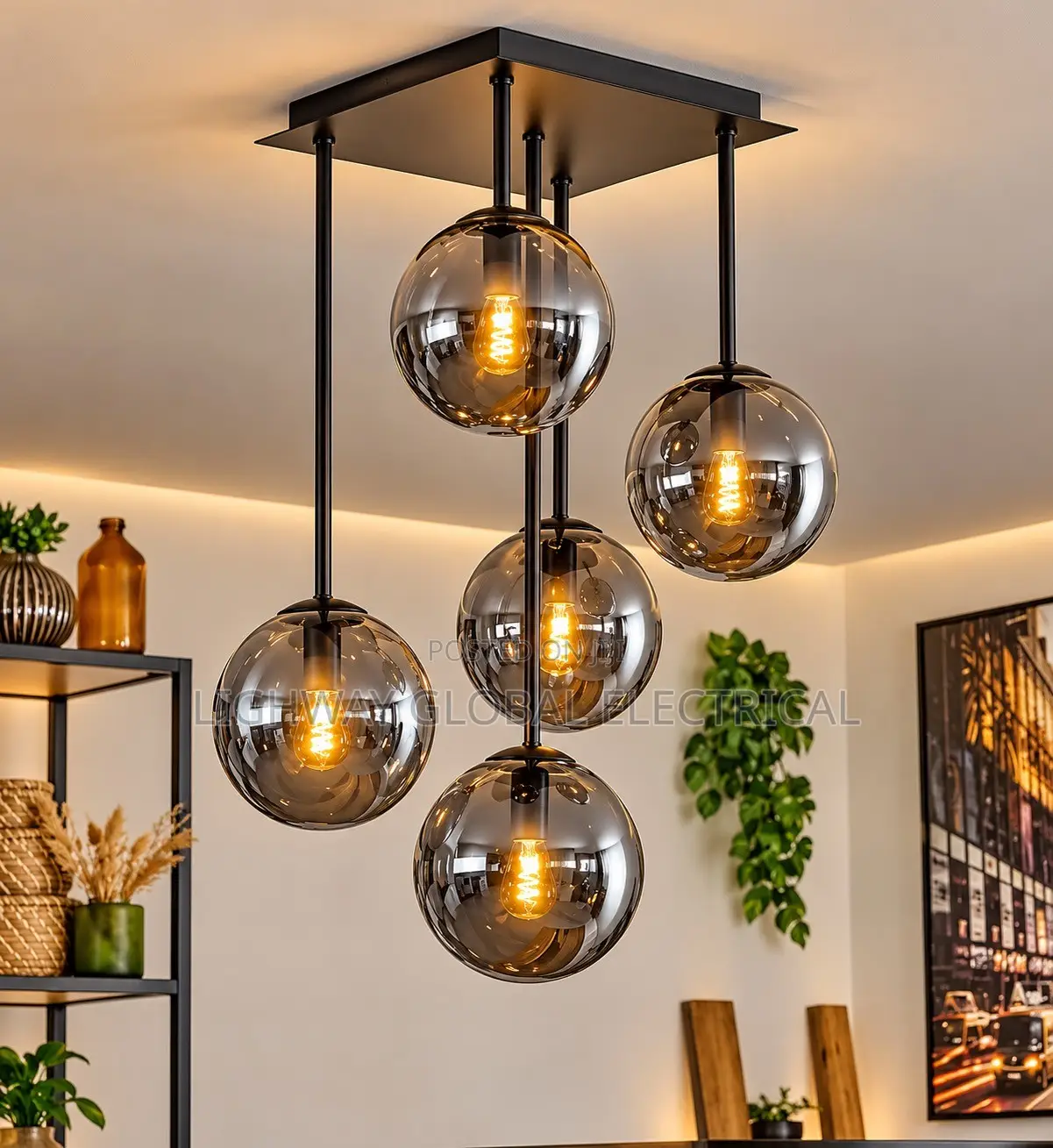 Amber Glass Designer Nordic Ball Chandelier