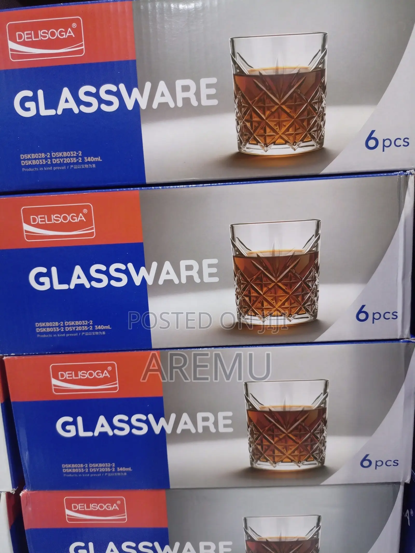 340ml 6pcs Deli Crystal Whiskey Glass Cup