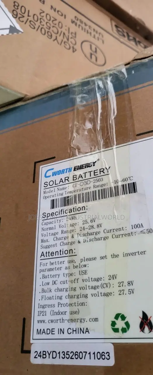 Cworth Energy 7.5kwh 24v Lithium Ion Battery