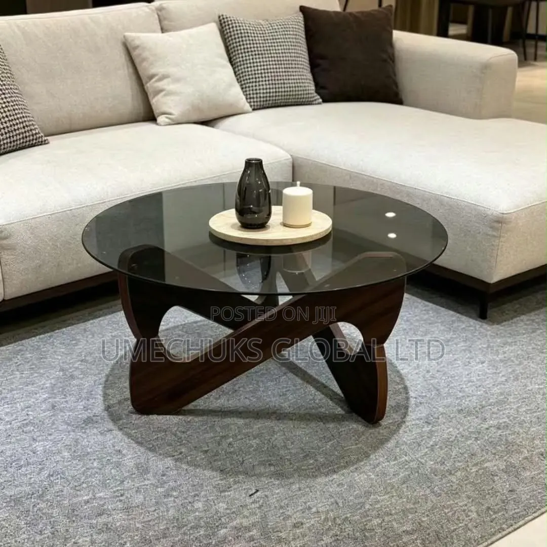 Top Quality Glass Top Centre Table With Wooden Leg