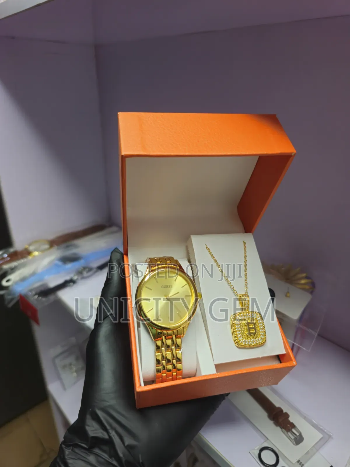 Unisex Wristwatch & Necklace Gift Set With Box| Perfect Gift