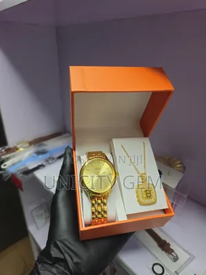 Unisex Wristwatch & Necklace Gift Set With Box| Perfect Gift