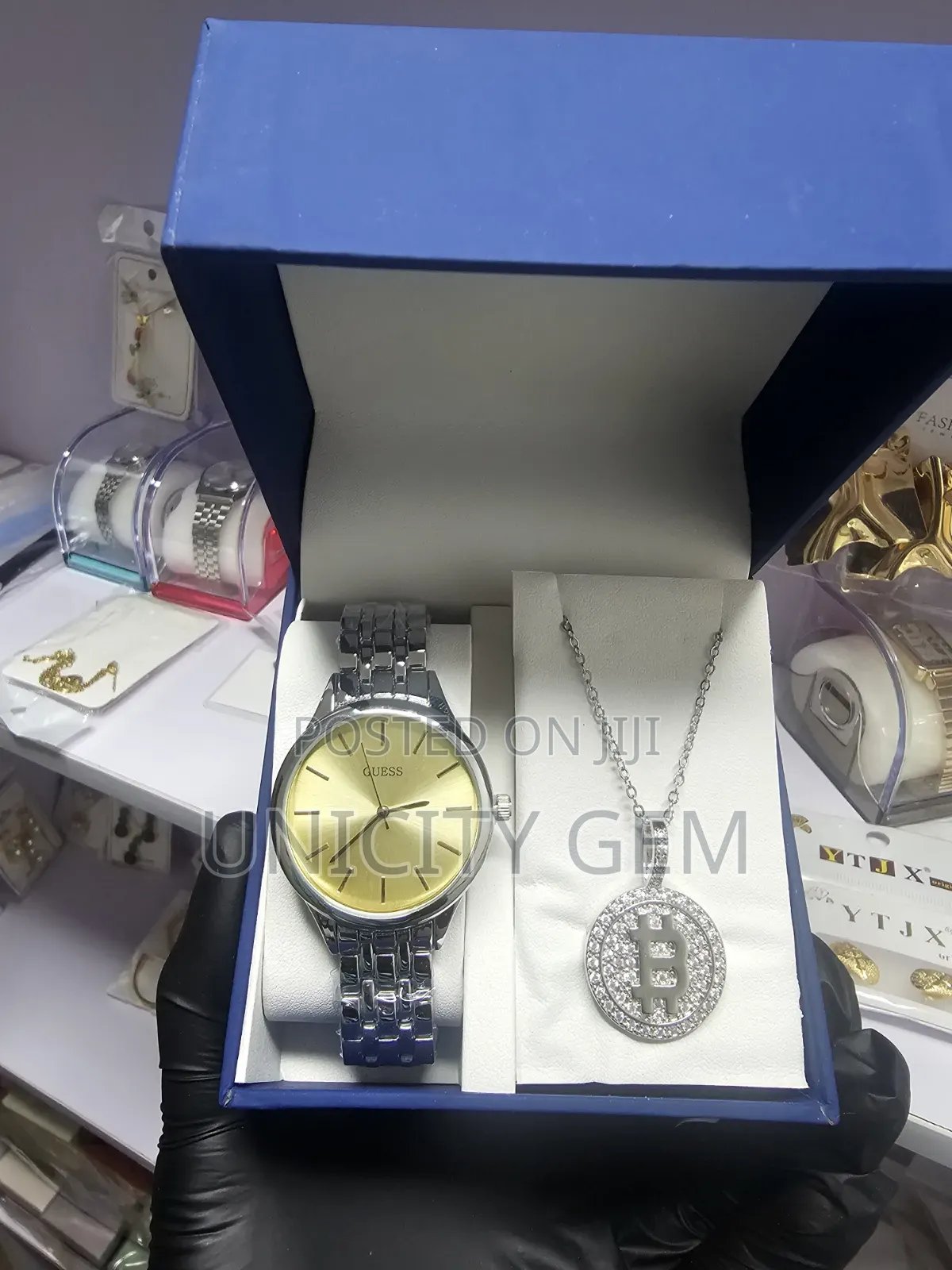Unisex Wristwatch & Necklace Gift Set With Box| Perfect Gift