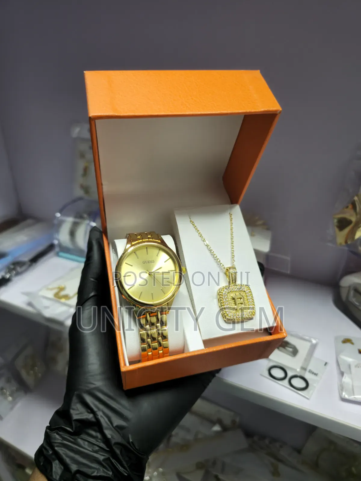 Unisex Wristwatch & Necklace Gift Set With Box| Perfect Gift