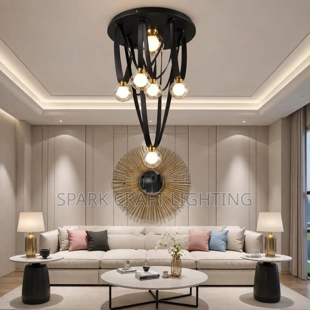 Black Modern Luxury Chandelier for Living Room, Stair Case