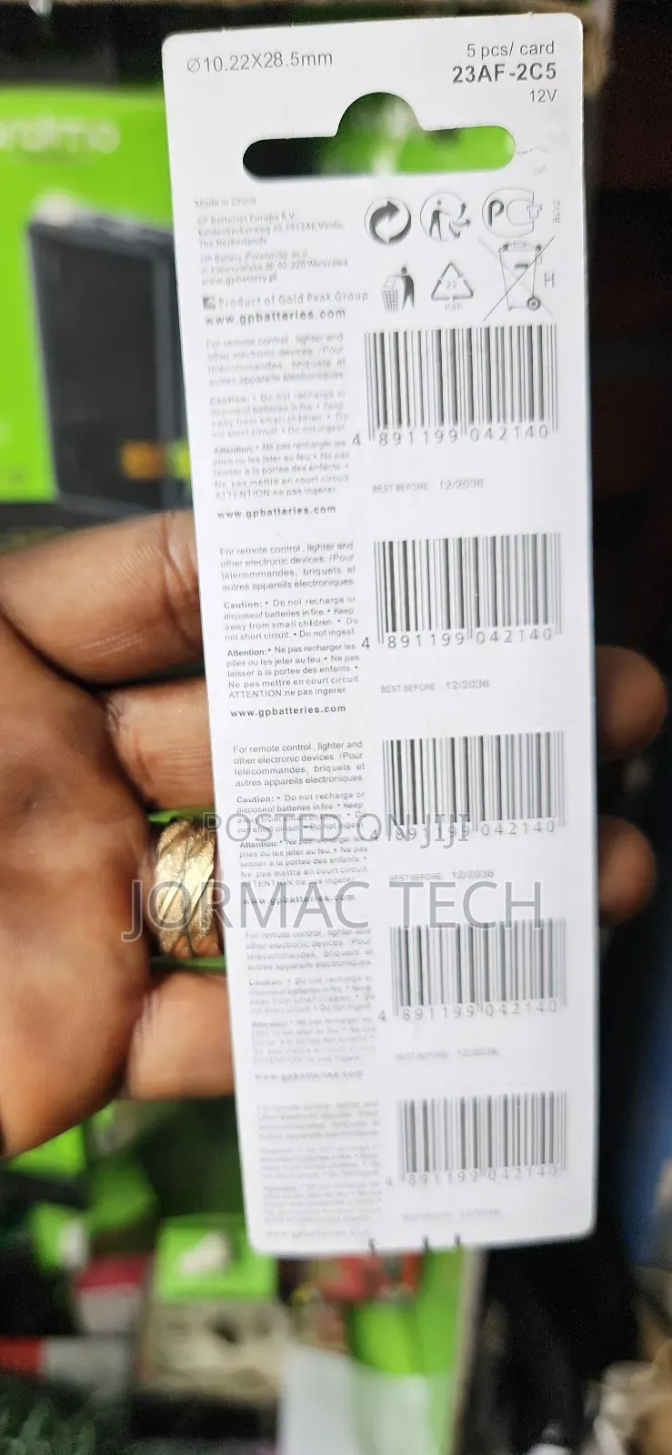 5pcs of GP HIGH Voltage 23A 12v Alkaline Batteries