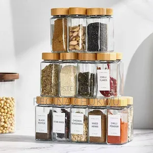12pcs Spice Glass Container With Sticker