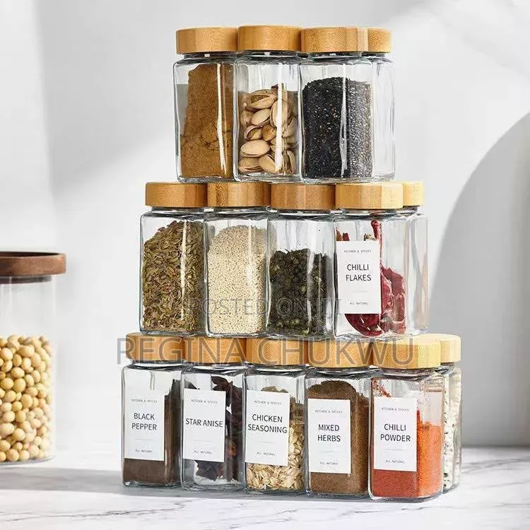 12pcs Spice Glass Container With Sticker