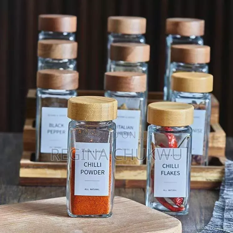 12pcs Spice Glass Container With Sticker