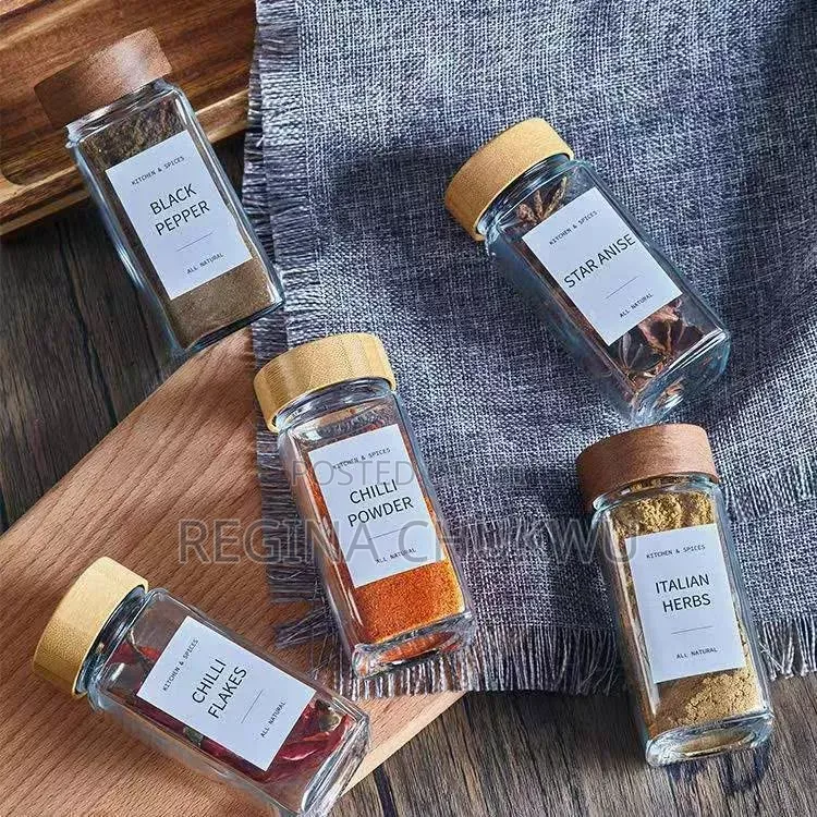 12pcs Spice Glass Container With Sticker