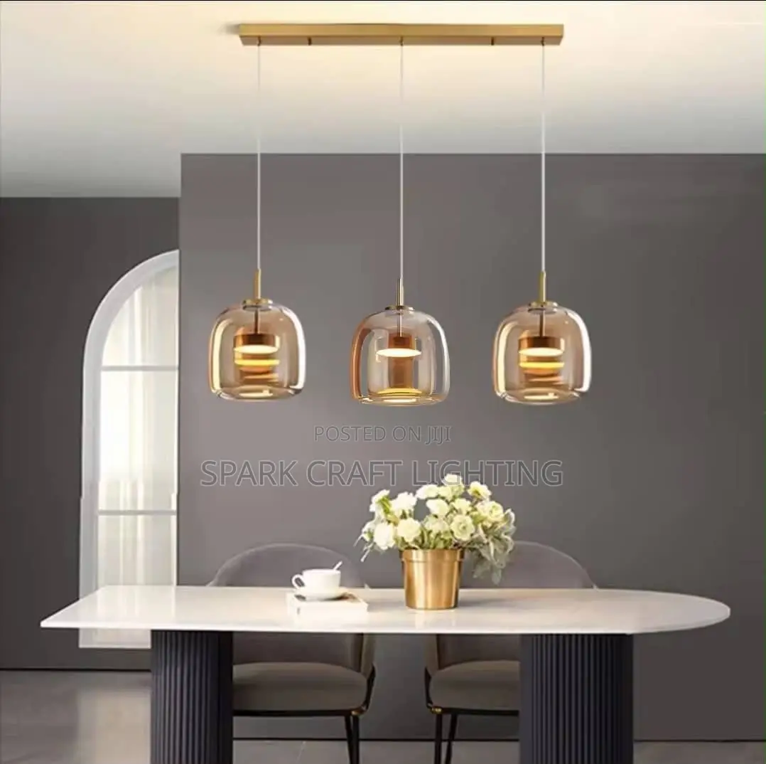 Modern Gold Glass Pendant Chandelier