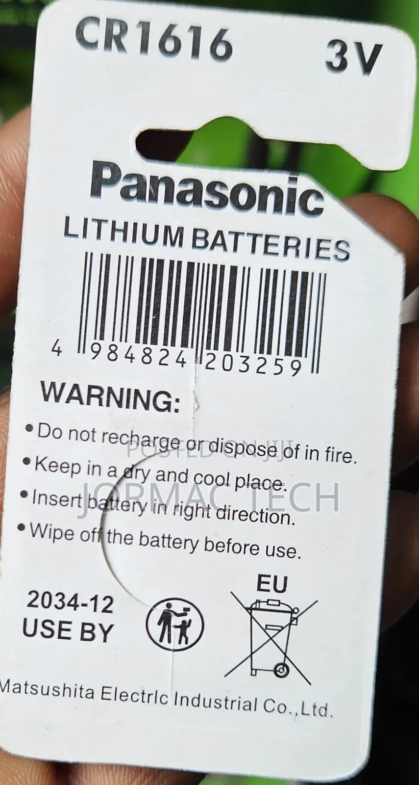 PANASONIC Lithium Battery CR 1616 3V