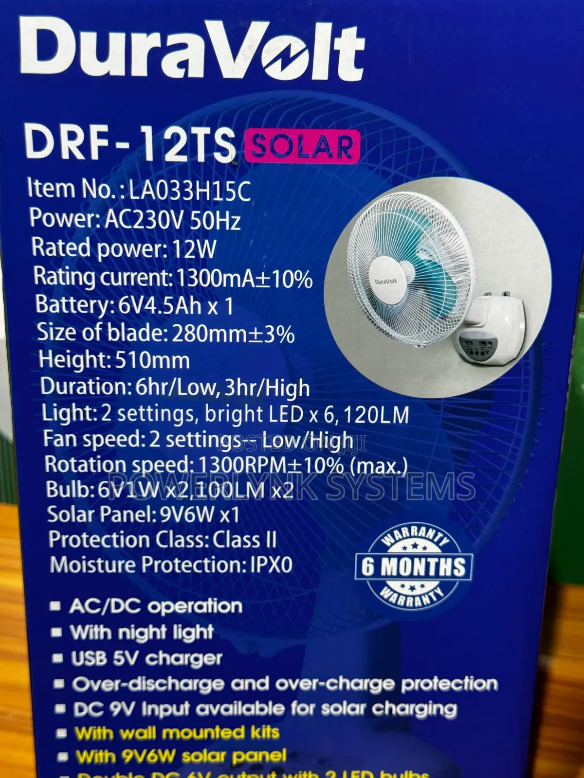 Duravolt 12-Inch Rechargeable Fan (3-in-1)