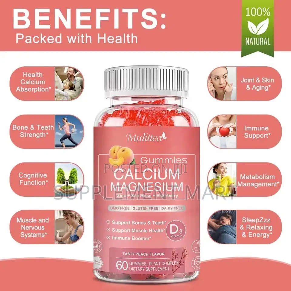 Calcium Magnesium Gummies With Zinc, Vit D3, Sea Moss & Elderberry