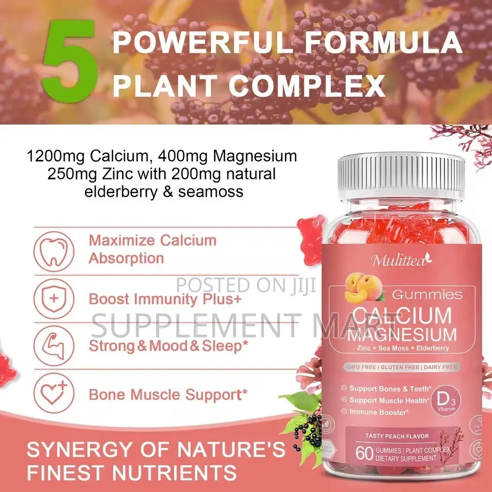 Calcium Magnesium Gummies With Zinc, Vit D3, Sea Moss & Elderberry