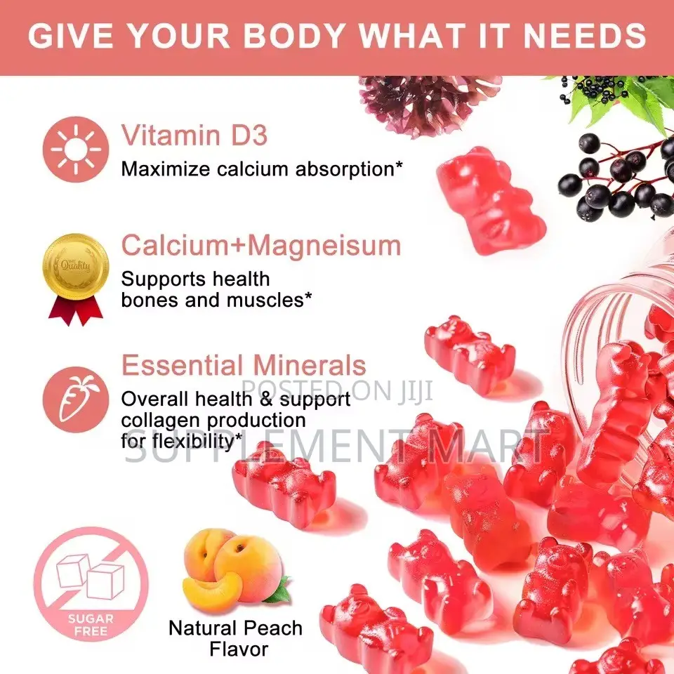 Calcium Magnesium Gummies With Zinc, Vit D3, Sea Moss & Elderberry