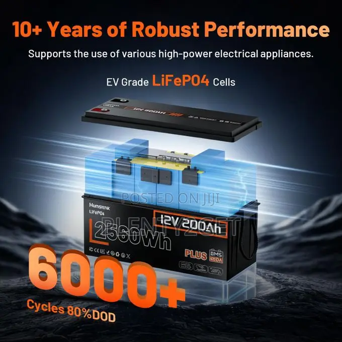 HumsiENK 250A BMS 12V 200Ah LiFePO4 Battery Off-Grid Solar