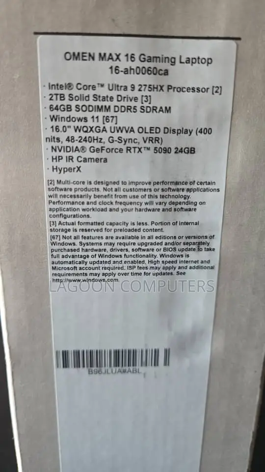 New Laptop HP Omen Max 16 64GB Intel Core Ultra 9 SSD 2T