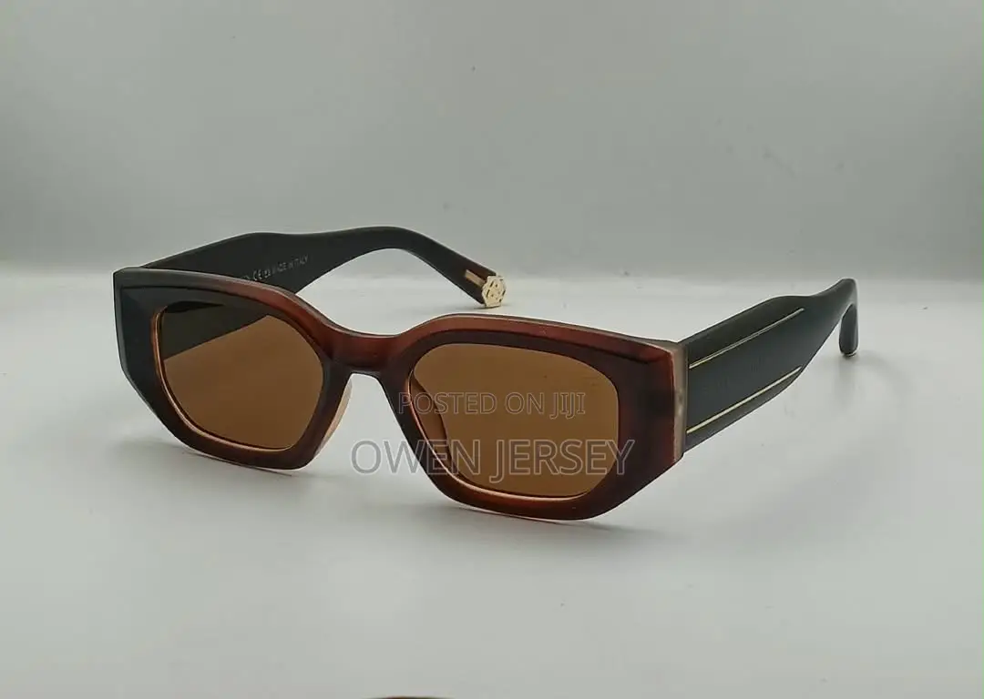 Philipp Plein Black Square-Frame Sunglasses With Gold Accent.