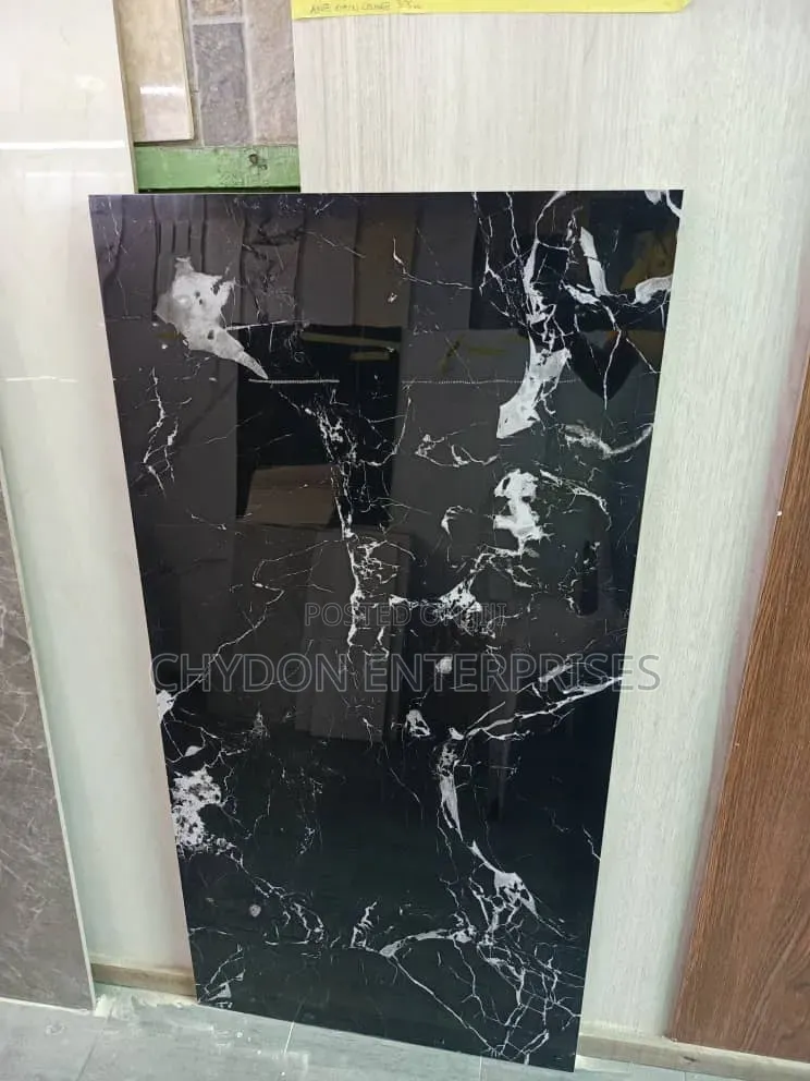 Floor Tiles High Quality 60by120 Black With White Waves